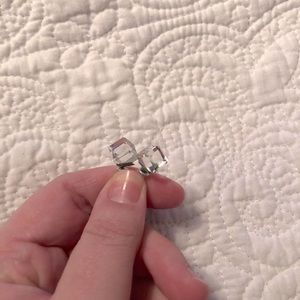 Cube Clear Iridescent Stud Earrings